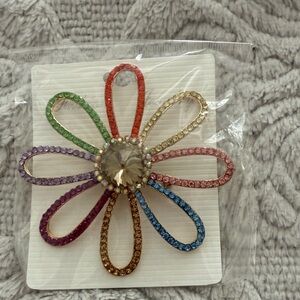 Multicolor Crystal Flower Brooch